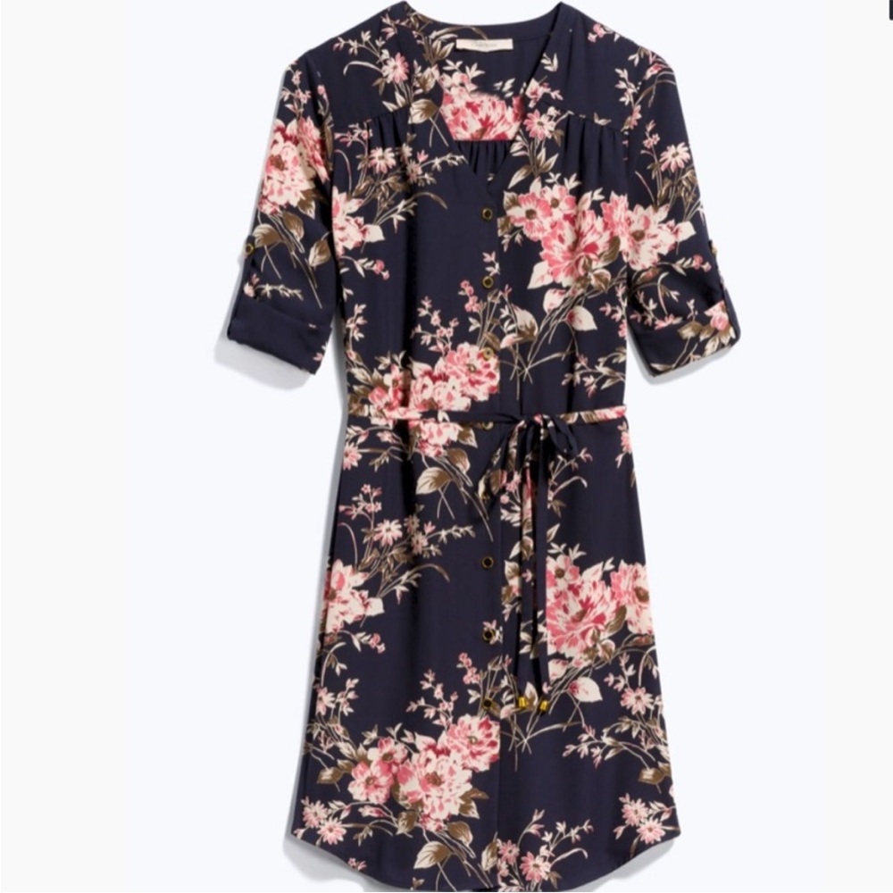 Navy and Floral - 41 Hawthorn Christen Shirt Dress
